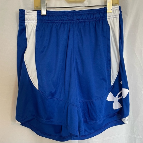 UNDER ARMOUR Men’s Blue‎ White Drawstring Athletic Shorts Size Small Basketball - Picture 1 of 7